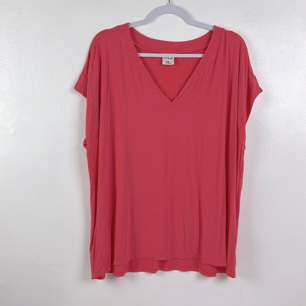 Soma Coral V-Neck Short Sleeve Tee
